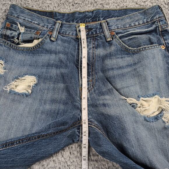 Levis 541 Jeans Mens 32X32 Blue Medium Wash Thrashed Casual Straight Stretch - Picture 7 of 10